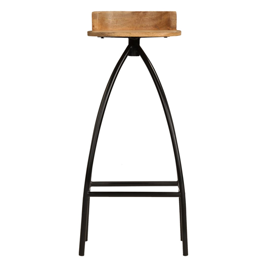 Aitana Natural Wooden Bar Stools With Steel Frame In A Pair_2