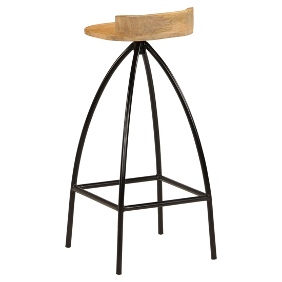 Aitana Natural Wooden Bar Stools With Steel Frame In A Pair