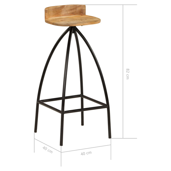 Aitana Natural Wooden Bar Stools With Steel Frame In A Pair