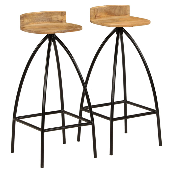 Aitana Natural Wooden Bar Stools With Steel Frame In A Pair_1