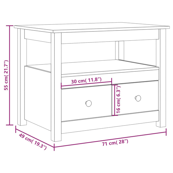 Aitla Pine Wood Coffee Table With 2 Drawers In Black