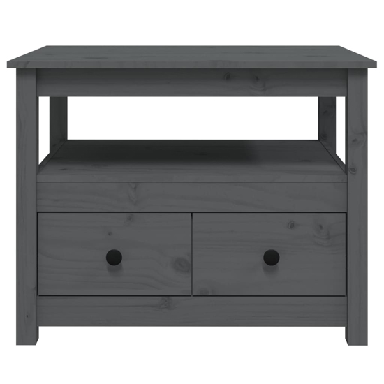 Aitla Pine Wood Coffee Table With 2 Drawers In Grey
