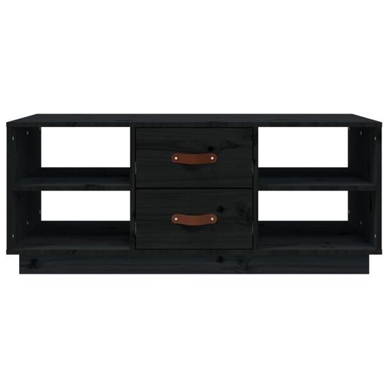 Aivar Pine Wood Coffee Table With 2 Drawers In Black