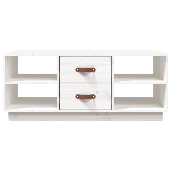 Aivar Pine Wood Coffee Table With 2 Drawers In White