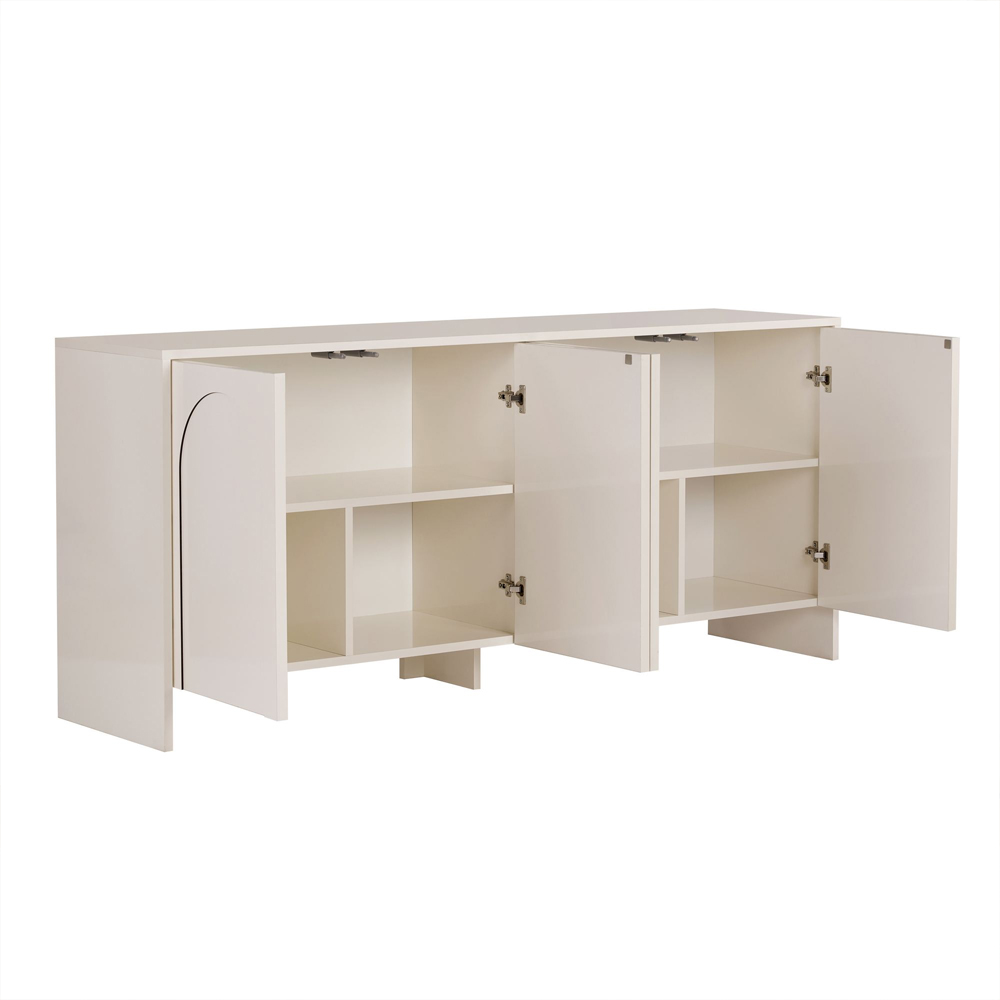 Aiven Wooden Sideboard with 4 Doors in Cream