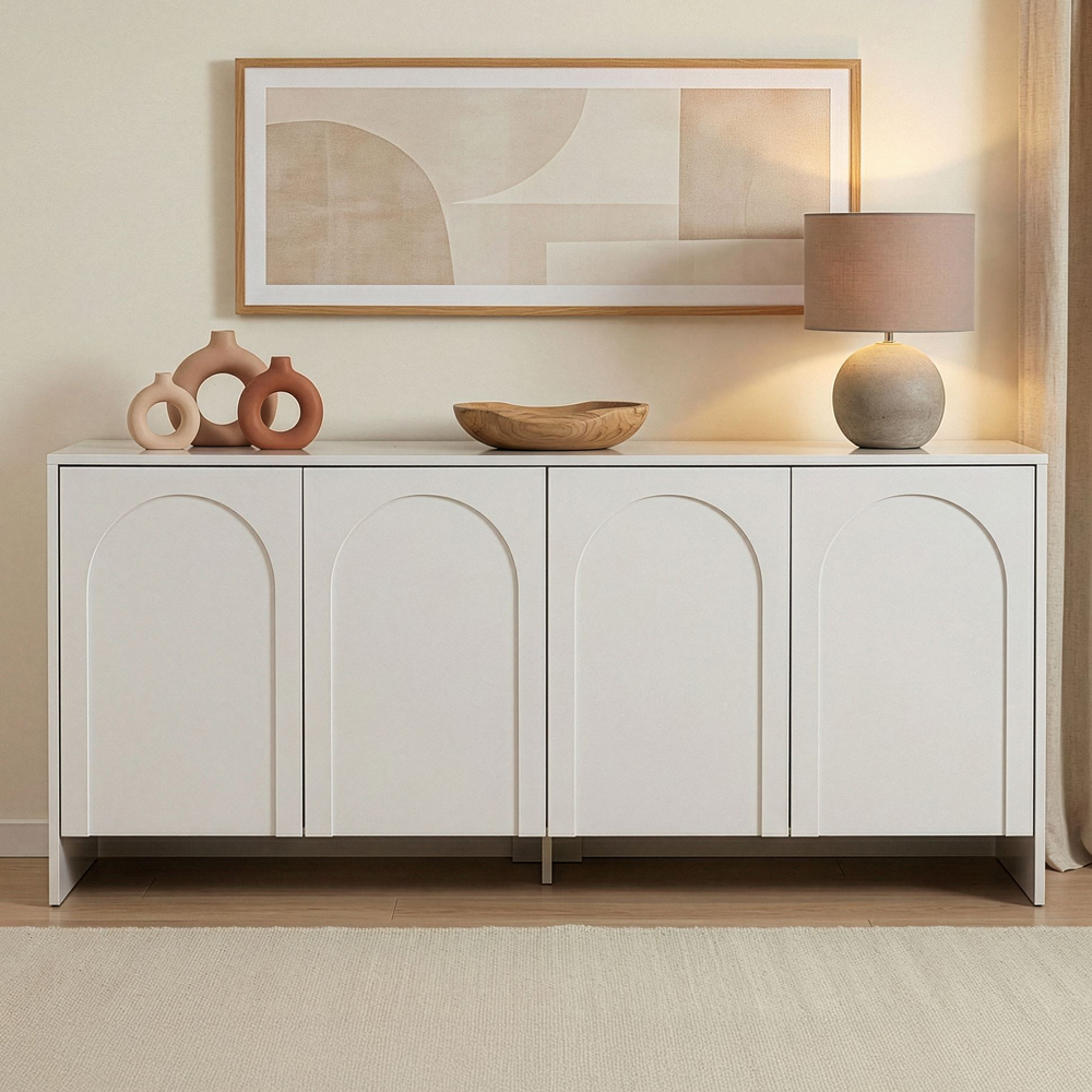 Aiven Wooden Sideboard with 4 Doors in White