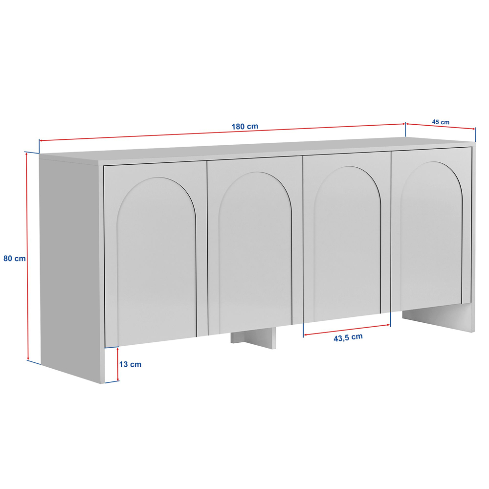 Aiven Wooden Sideboard with 4 Doors in White
