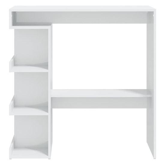 Aiza 100cm High Gloss Bar Table With Storage Rack In White