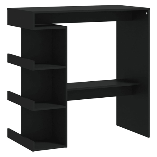 Aiza 100cm Wooden Bar Table With Storage Rack In Black