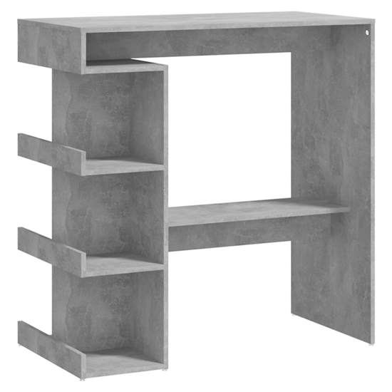 Aiza 100cm Wooden Bar Table With Storage Rack In Concrete Effect
