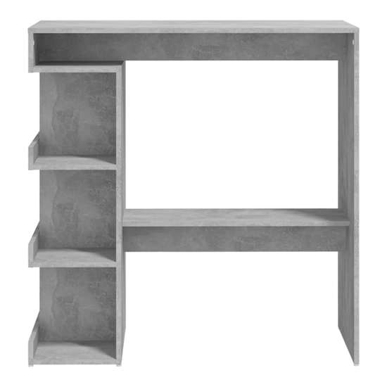 Aiza 100cm Wooden Bar Table With Storage Rack In Concrete Effect