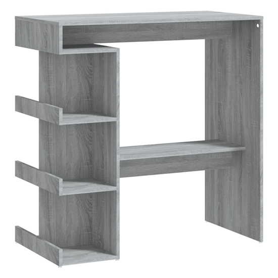 Aiza 100cm Wooden Bar Table With Storage Rack In Grey Sonoma