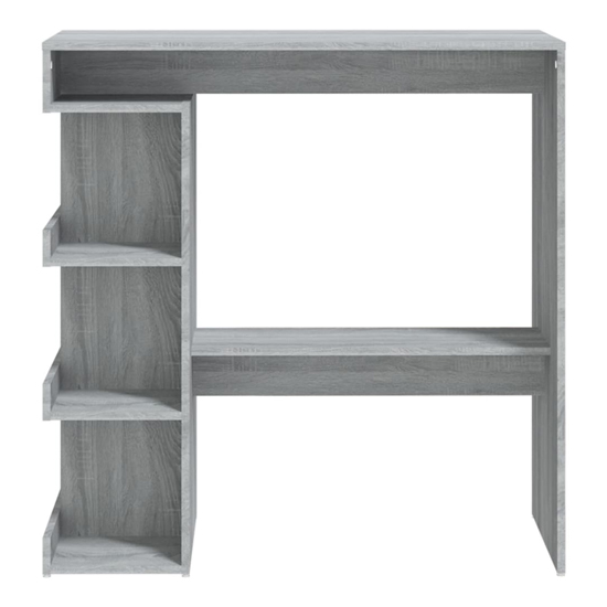 Aiza 100cm Wooden Bar Table With Storage Rack In Grey Sonoma