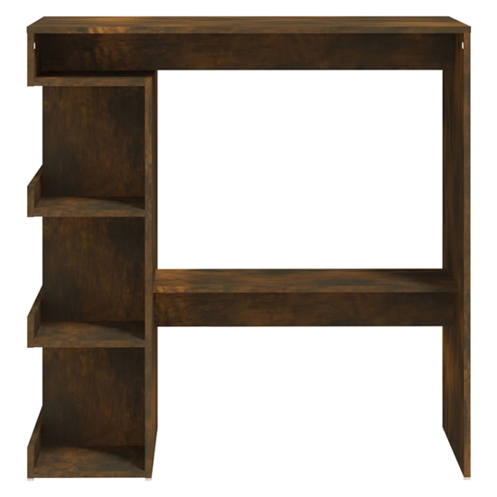 Aiza 100cm Wooden Bar Table With Storage Rack In Smoked Oak