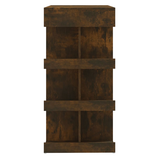 Aiza 100cm Wooden Bar Table With Storage Rack In Smoked Oak