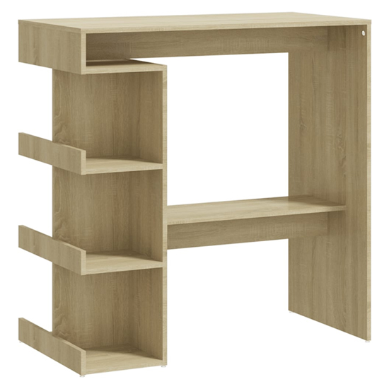 Aiza 100cm Wooden Bar Table With Storage Rack In Sonoma Oak