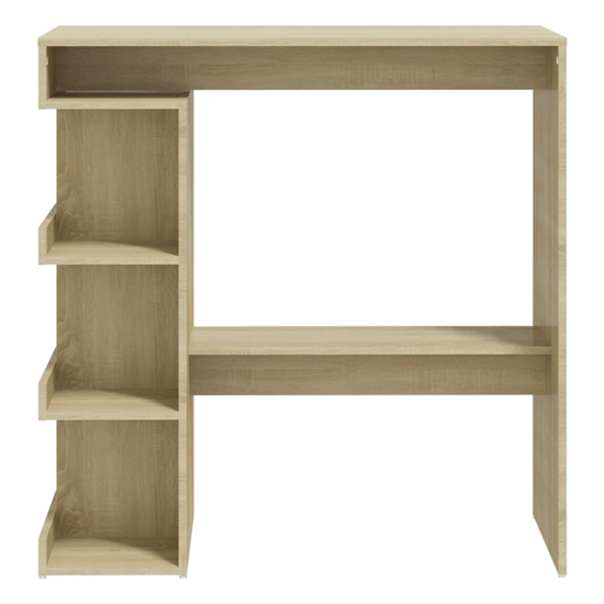 Aiza 100cm Wooden Bar Table With Storage Rack In Sonoma Oak