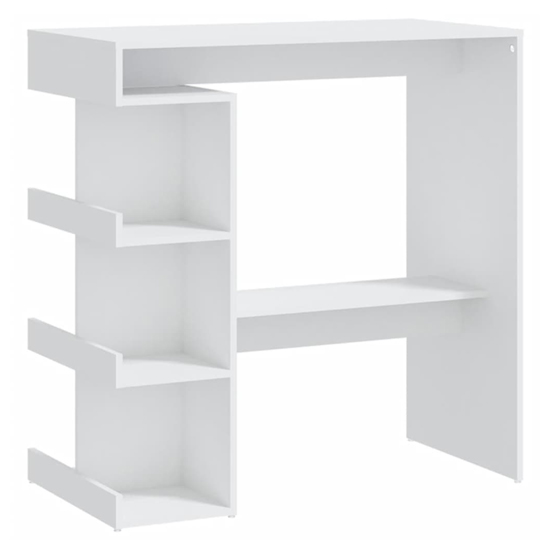Aiza 100cm Wooden Bar Table With Storage Rack In White