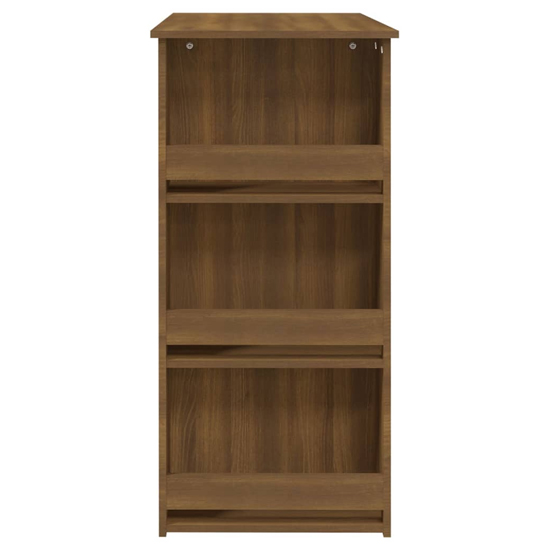 Aiza 102cm Wooden Bar Table With Storage Rack In Brown Oak