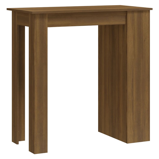 Read more about Aiza 102cm wooden bar table with storage rack in brown oak