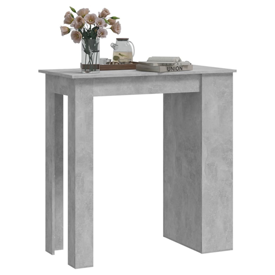 Aiza 102cm Wooden Bar Table With Storage Rack In Concrete Effect