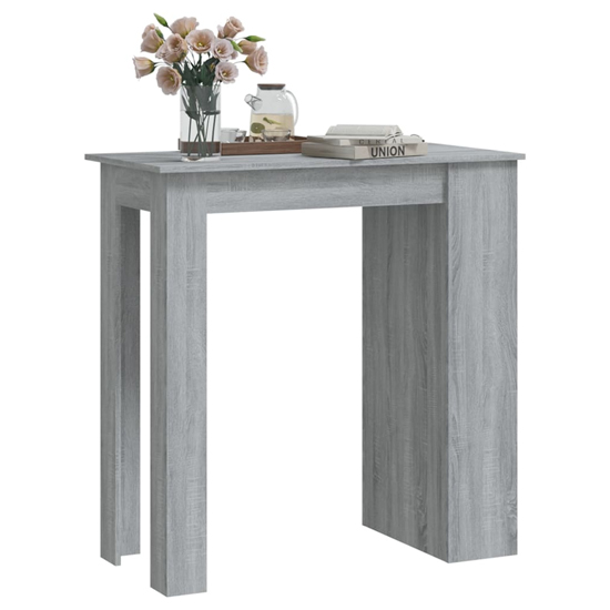 Aiza 102cm Wooden Bar Table With Storage Rack In Grey Sonoma