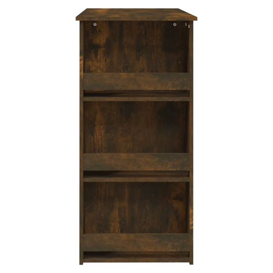 Aiza 102cm Wooden Bar Table With Storage Rack In Smoked Oak