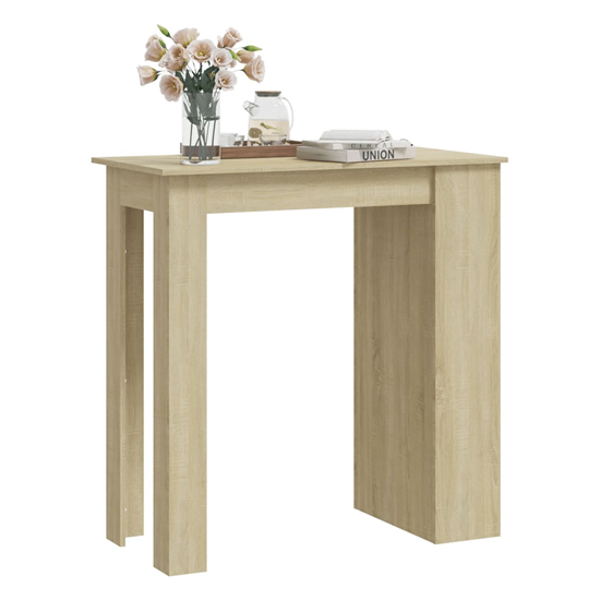 Aiza 102cm Wooden Bar Table With Storage Rack In Sonoma Oak