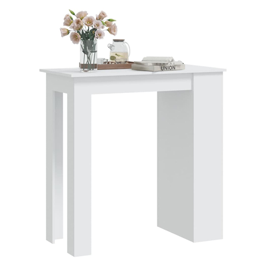 Aiza 102cm Wooden Bar Table With Storage Rack In White