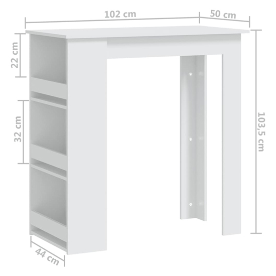 Aiza 102cm Wooden Bar Table With Storage Rack In White