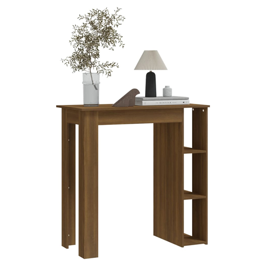 Aiza Wooden Bar Table With Shelf In Brown Oak