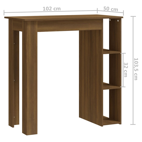 Aiza Wooden Bar Table With Shelf In Brown Oak