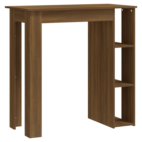 Aiza Wooden Bar Table With Shelf In Brown Oak Furniture in Fashion