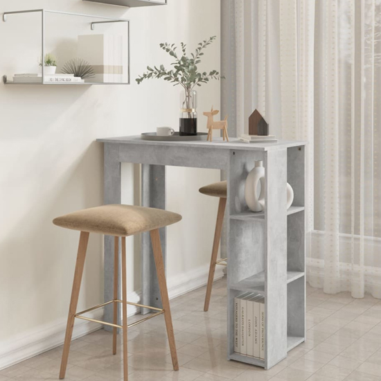 Aiza Wooden Bar Table With Shelf In Concrete Effect