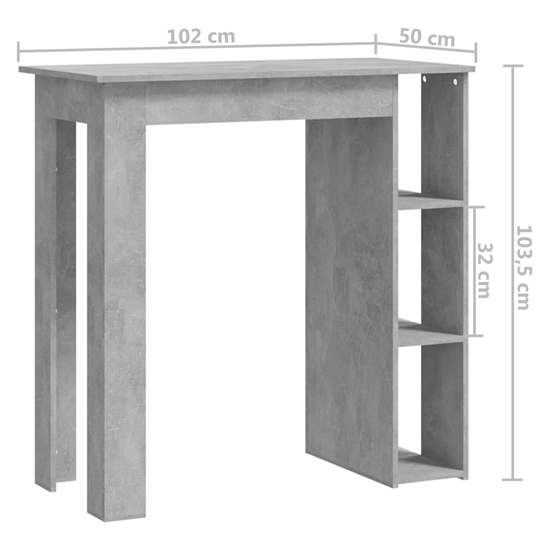 Aiza Wooden Bar Table With Shelf In Concrete Effect