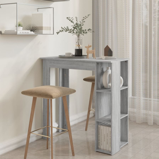 Aiza Wooden Bar Table With Shelf In Grey Sonoma Furniture in Fashion