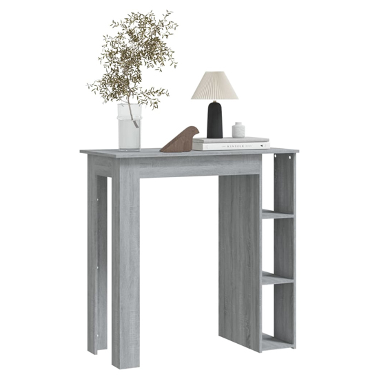 Aiza Wooden Bar Table With Shelf In Grey Sonoma