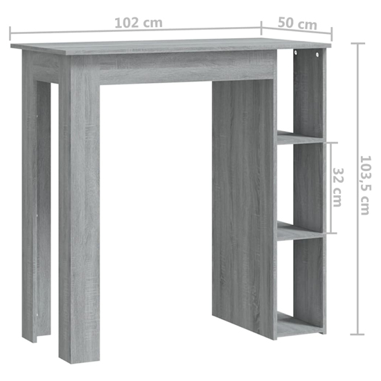 Aiza Wooden Bar Table With Shelf In Grey Sonoma