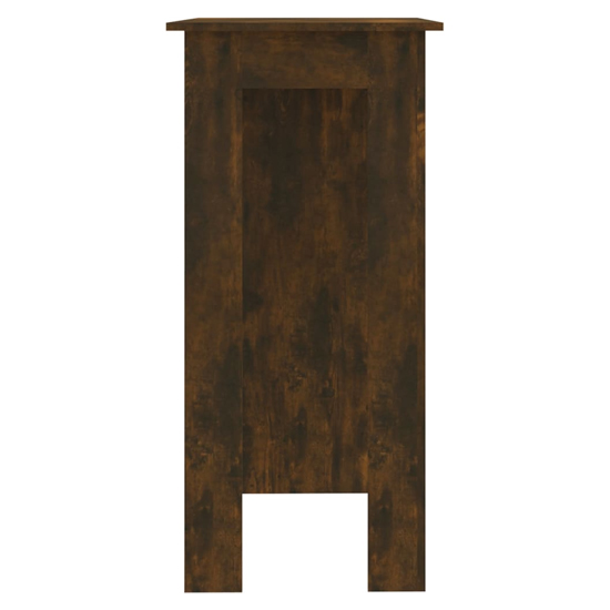 Aiza Wooden Bar Table With Shelf In Smoked Oak