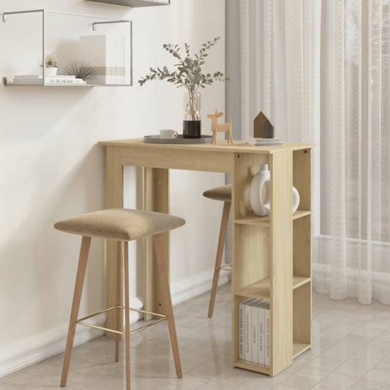 Aiza Wooden Bar Table With Shelf In Sonoma Oak