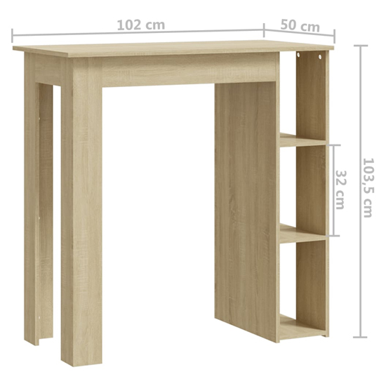 Aiza Wooden Bar Table With Shelf In Sonoma Oak