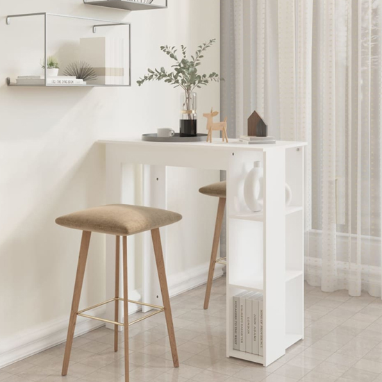 Aiza Wooden Bar Table With Shelf In White