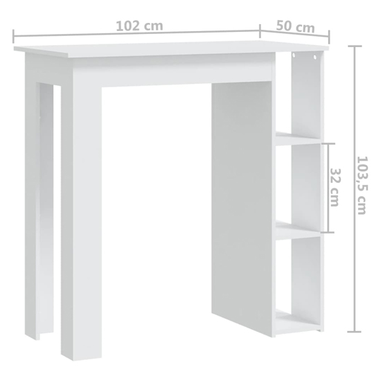 Aiza Wooden Bar Table With Shelf In White