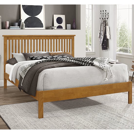 Product photograph of Aizza Wooden Double Bed In Honey Oak from Furniture in Fashion