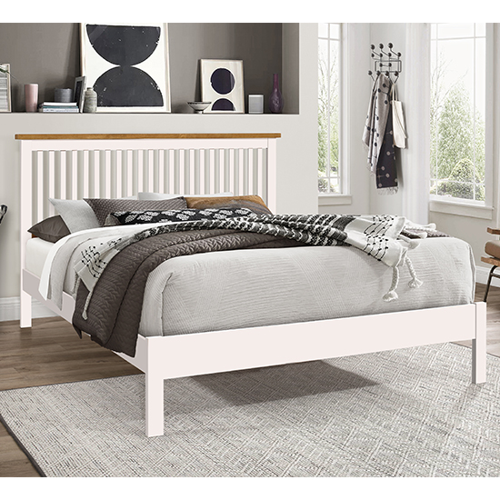 Aizza Wooden Double Bed In White