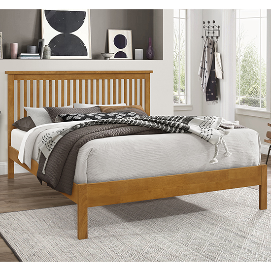 Read more about Aizza wooden single bed in honey oak