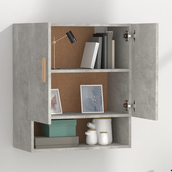 Aizza Wooden Wall Storage Cabinet With 2 Door In Concrete Effect