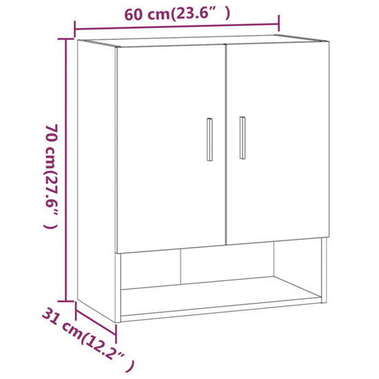 Aizza Wooden Wall Storage Cabinet With 2 Door In Concrete Effect
