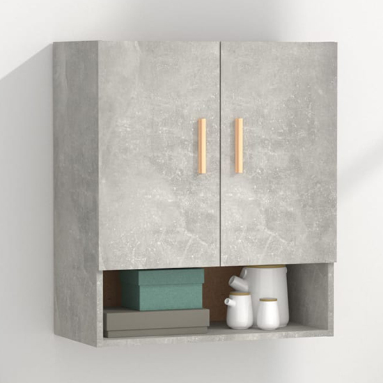 Read more about Aizza wooden wall storage cabinet with 2 door in concrete effect