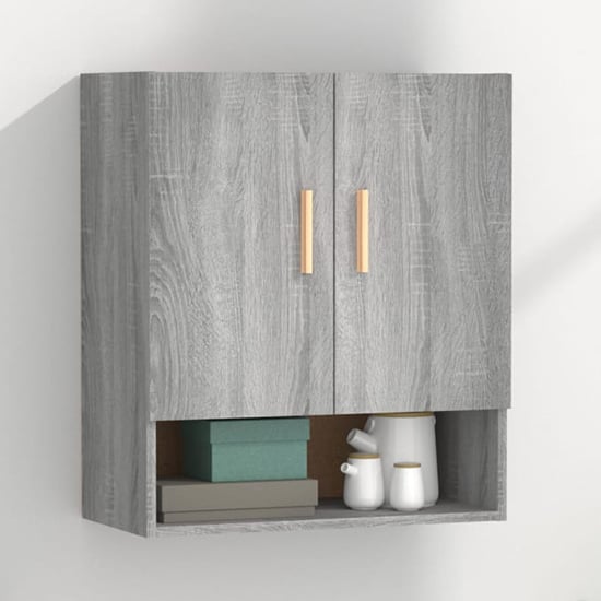 Product photograph of Aizza Wooden Wall Storage Cabinet With 2 Door In Grey Sonoma Oak from Furniture in Fashion